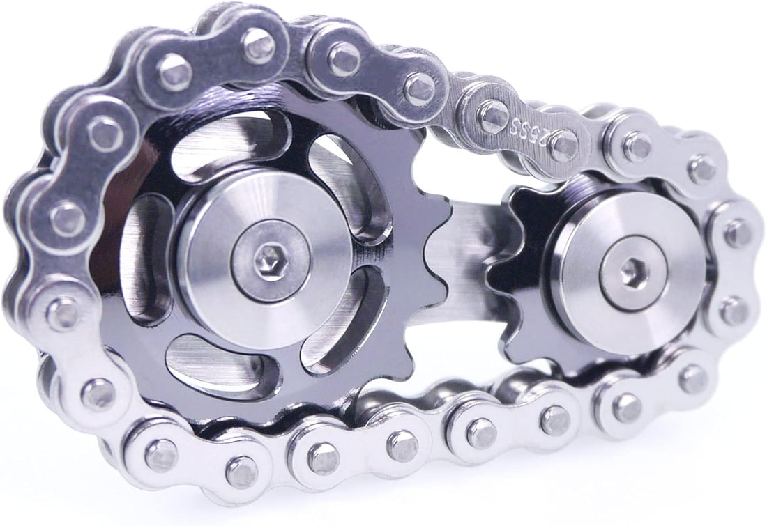 Fidget Spinner, Linkage Bike Chain Spinner Design 2 Gears Figity Spin Finger Games