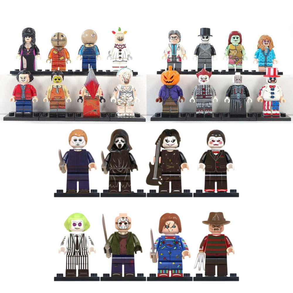 Assorted Halloween Horror Movie Minifigure Set with Weapons & Accessories