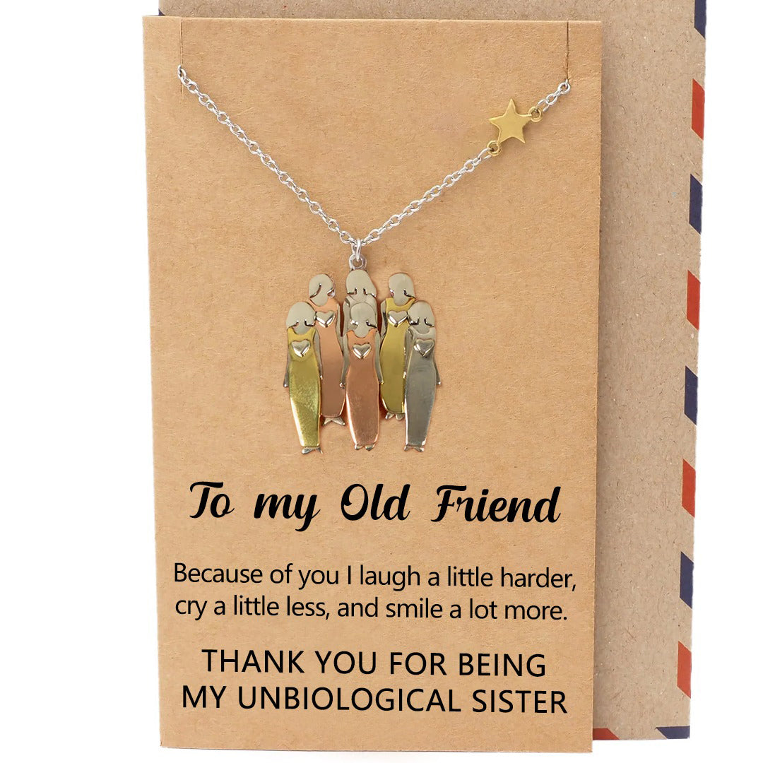 FOR FRIEND - THANK YOU FOR BEING MY UNBIOLOGICAL SISTER SISTER STAR PENDANT NECKLACE