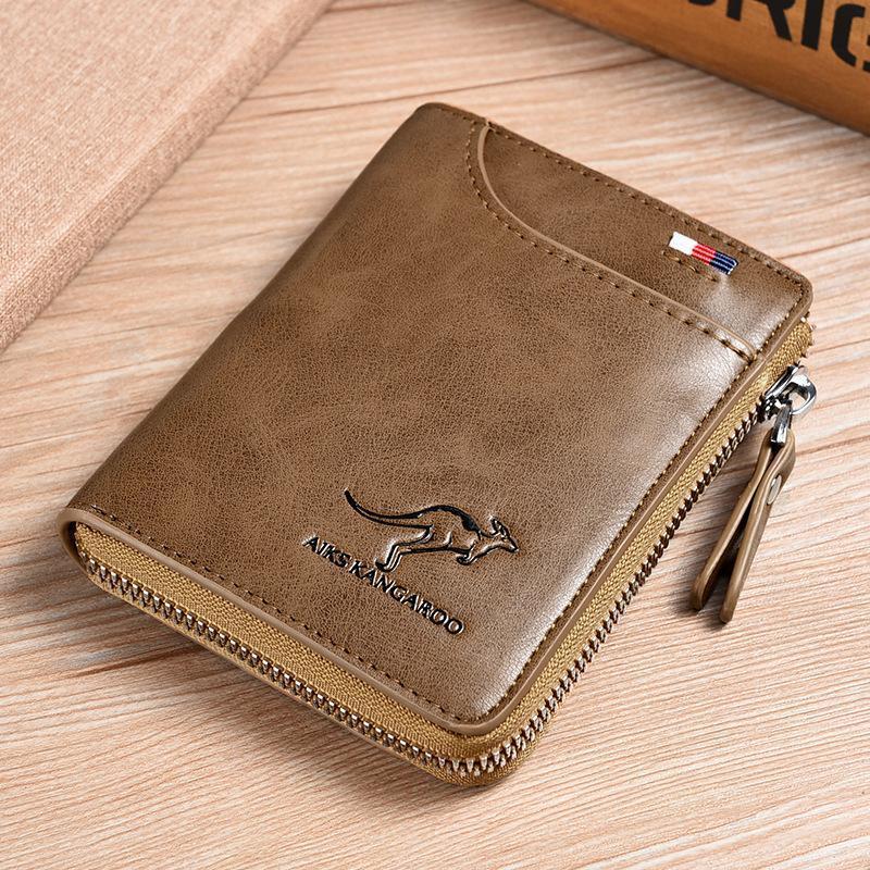 Men Wallet Zipper Genuine Leather Purse