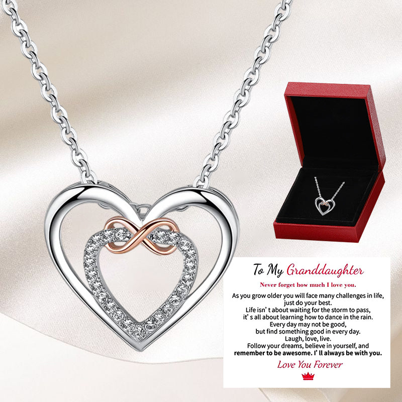 For Granddaughter/Daughter 🧡-Always Keep Me in Your Heart for You are Always in Mine Two hearts Infinity Necklace