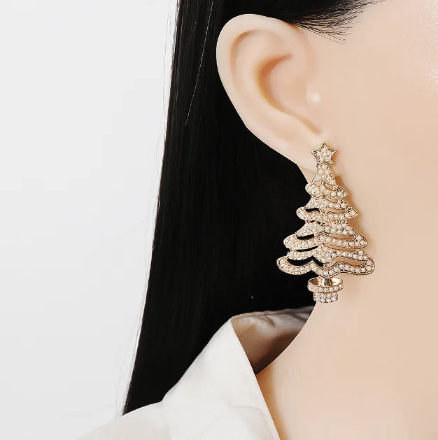 đShiny Christmas Tree Earrings