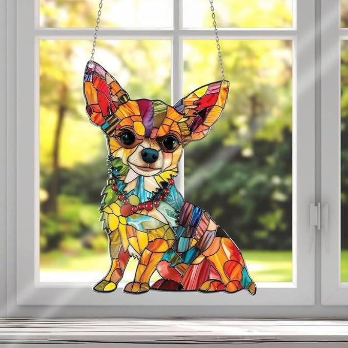 🌞🐕🦺Cute Chihuahua Suncatcher
