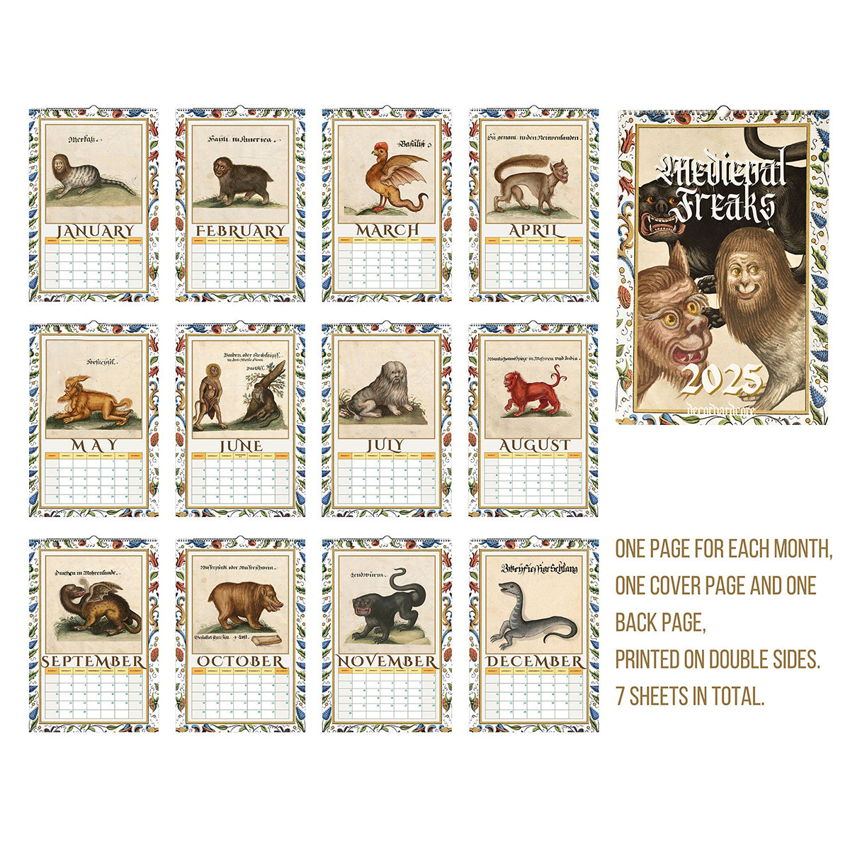 2025 Medieval Freaks Wall Calendarđ