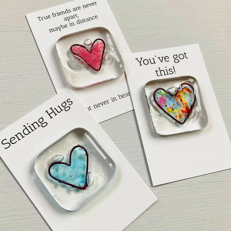 💝Fused Glass Heart Pocket Token