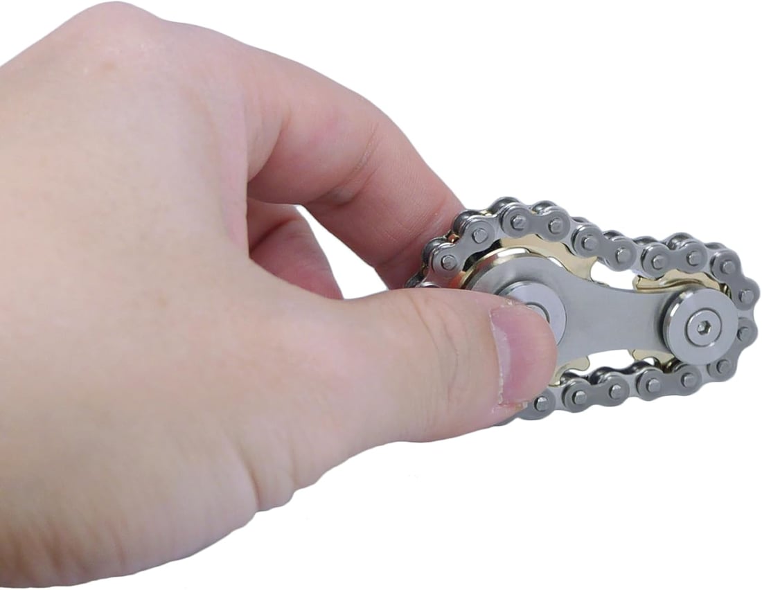 Fidget Spinner, Linkage Bike Chain Spinner Design 2 Gears Figity Spin Finger Games