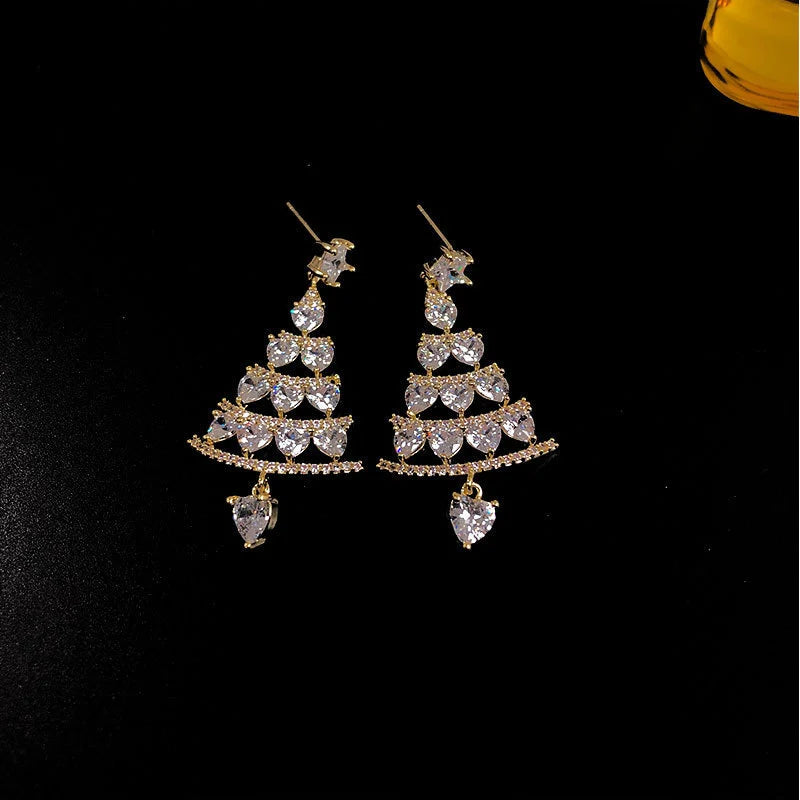 đShiny Christmas Tree Earrings