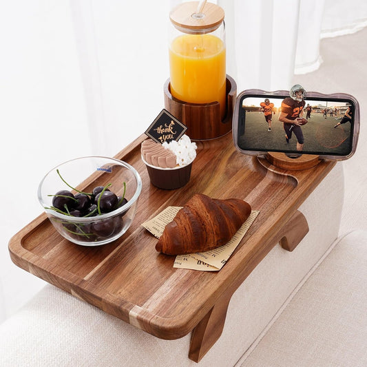 LAST DAY 70% OFF-Sofa Cup Holder Tray With 360° Swivel Stand