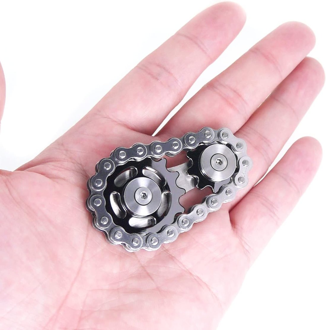 Fidget Spinner, Linkage Bike Chain Spinner Design 2 Gears Figity Spin Finger Games