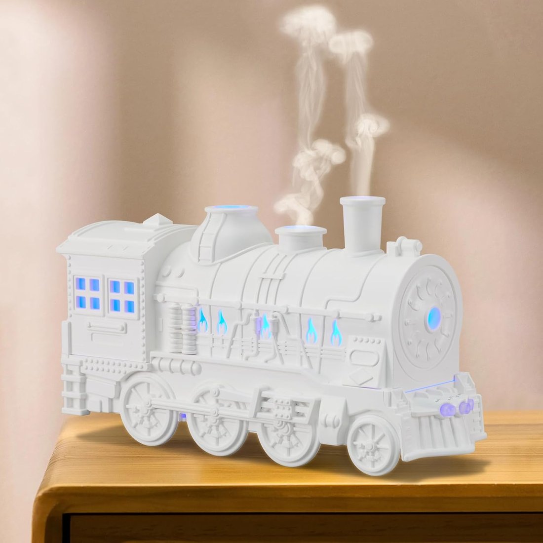 Humidifiers for Bedroom, Cool Quiet Steam Train Looking Mist Air Humidifier Diffuse