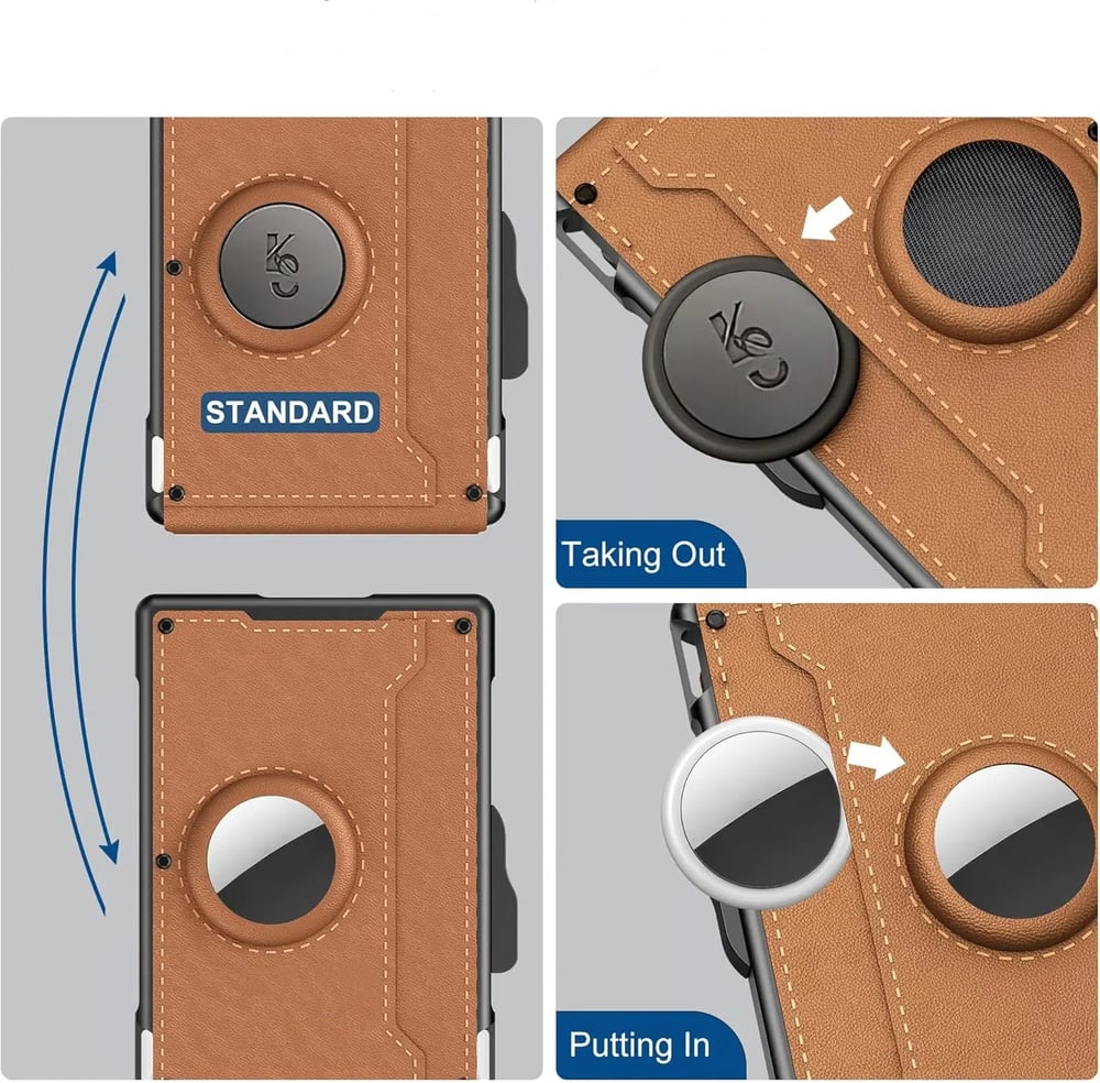 🔥Last Day Promotion 60% OFF-🔥AirTag Wallet - with Pop Up Aluminum Case Money Clip Slim Leather Slots Credit Card Holder RFID Blocking Bifold Minimalist Wallet