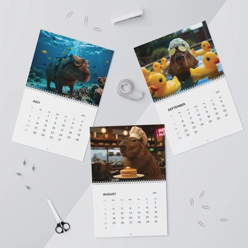 2025 Capybara Wall Calendar