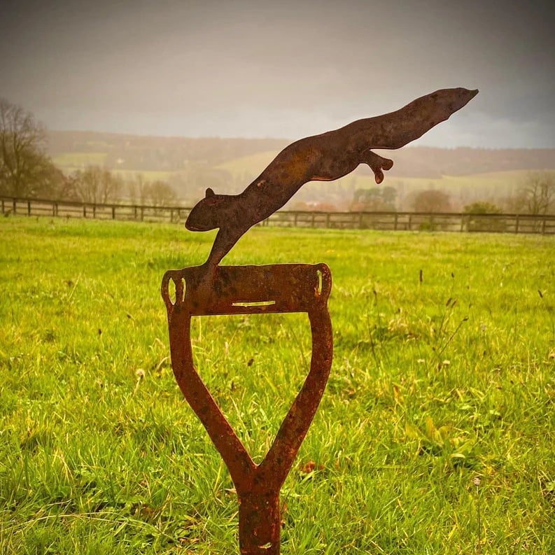 Fork Shovel Spade Animal Art Metal Garden Stake