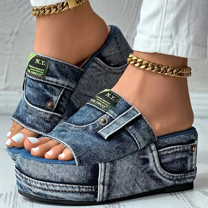 💥Last Day Promotion 50% OFF🔥- Women's Platform Denim Sandals👡