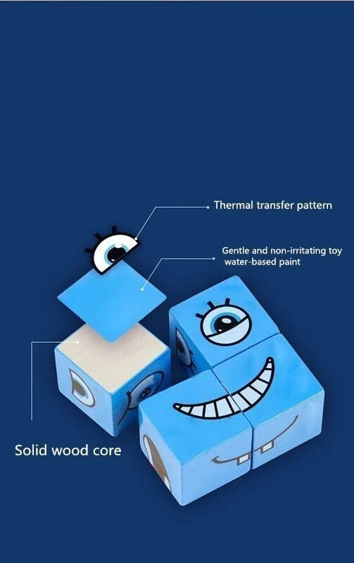 ๐2024 Parent-child Interactive Games Face-Changing Magic Cube Building Blocks