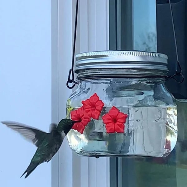 ๐Hot Sale ๐ Beautiful Mason Jar Hummingbird Feeder W/ Three Ports