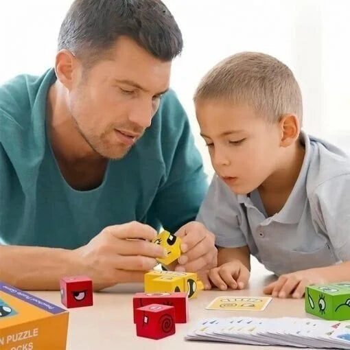 ๐2024 Parent-child Interactive Games Face-Changing Magic Cube Building Blocks