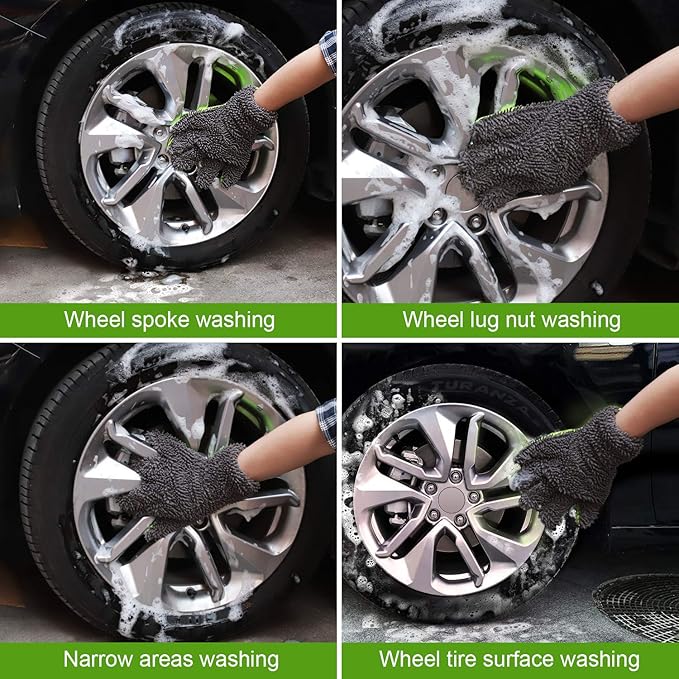 Double-sided five-finger car wash gloves
