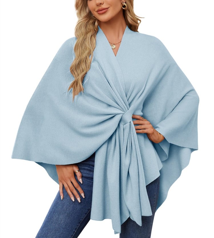 🔥Last 4 hours 57% OFF -Elegant Shawl Wraps Soft Open Front Poncho Sweater