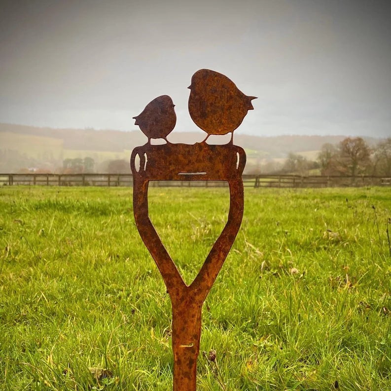 Fork Shovel Spade Animal Art Metal Garden Stake