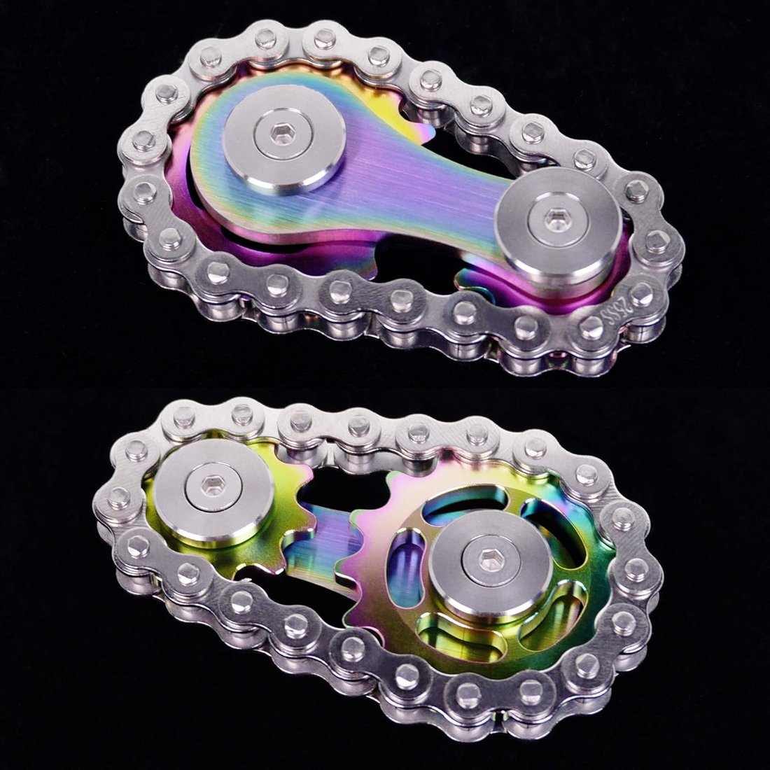 Fidget Spinner, Linkage Bike Chain Spinner Design 2 Gears Figity Spin Finger Games