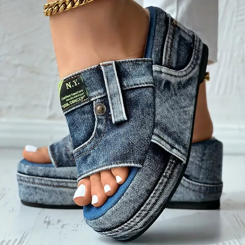 💥Last Day Promotion 50% OFF🔥- Women's Platform Denim Sandals👡