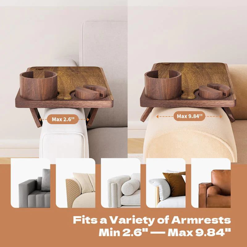 LAST DAY 70% OFF-Sofa Cup Holder Tray With 360° Swivel Stand