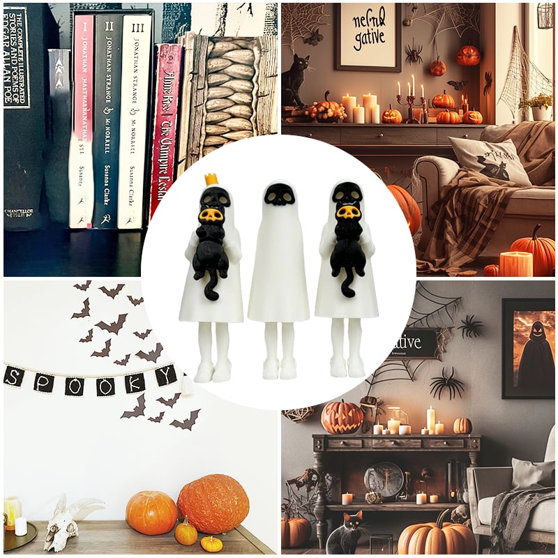 👻3D printed Halloween Ghost and Cat Figurines🐈⬛