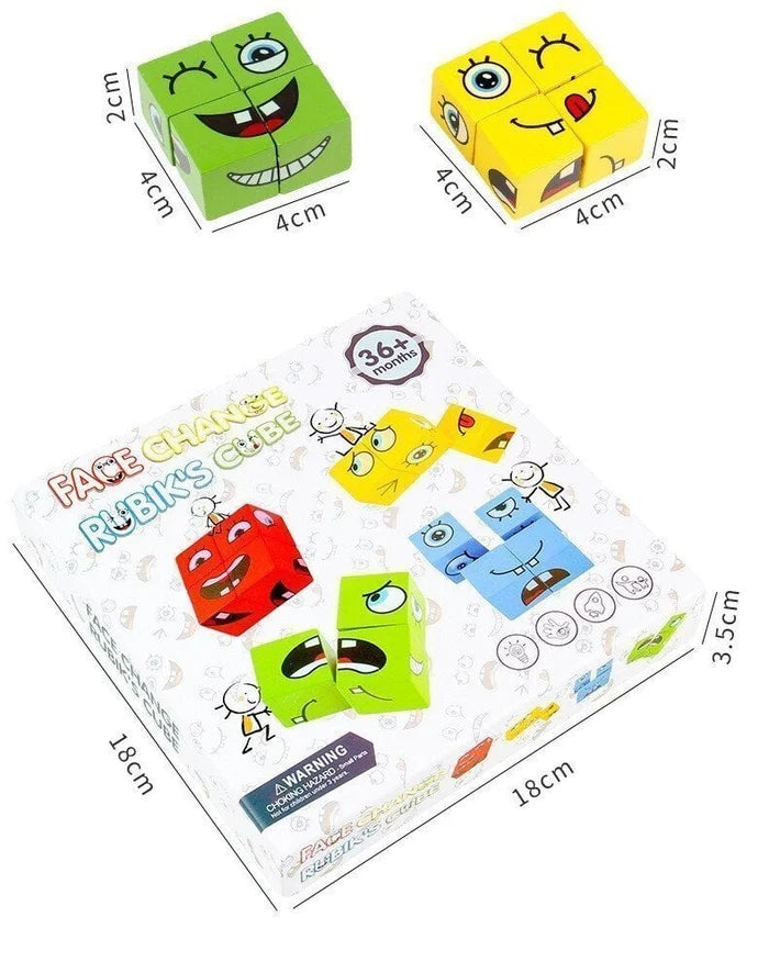 ๐2024 Parent-child Interactive Games Face-Changing Magic Cube Building Blocks