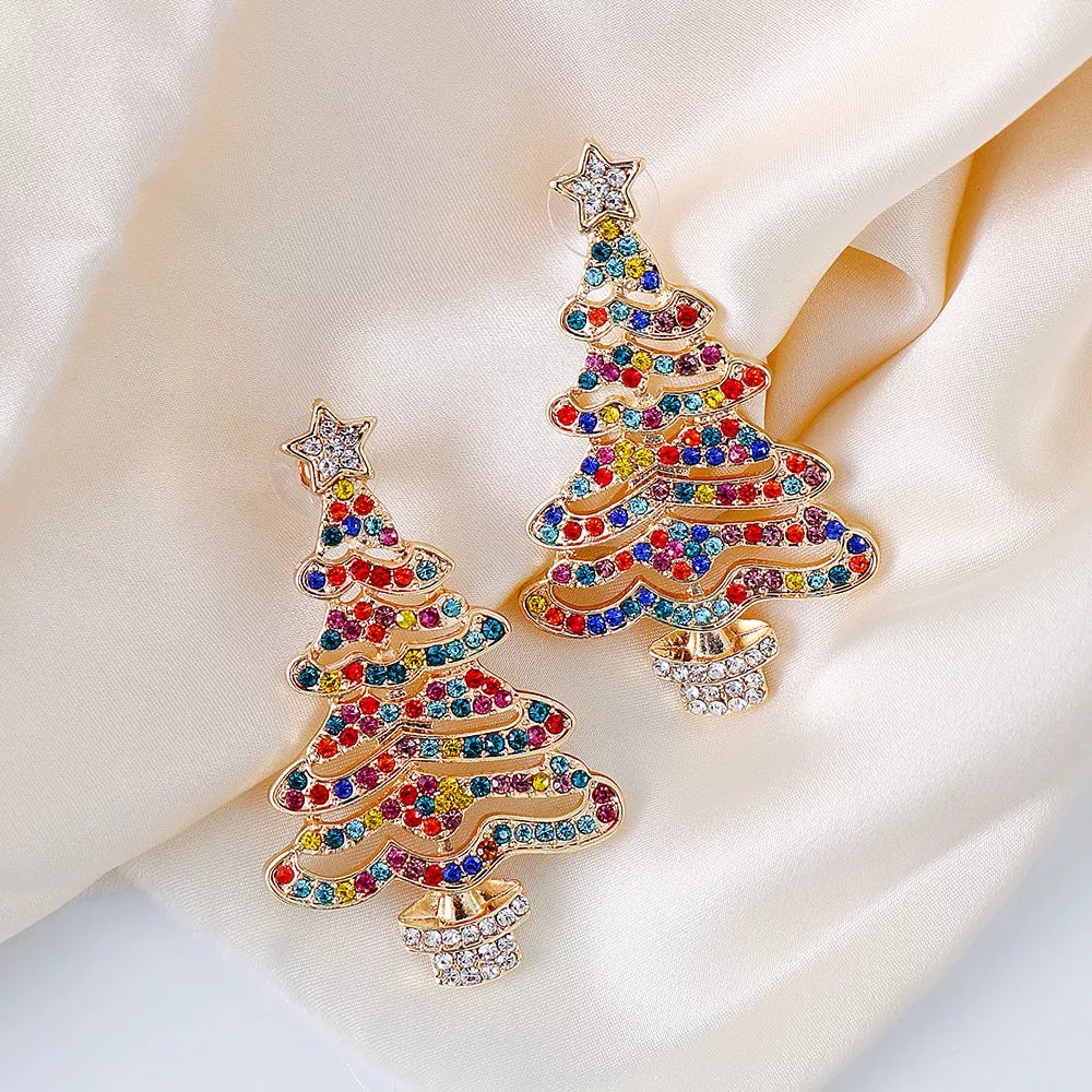 đShiny Christmas Tree Earrings