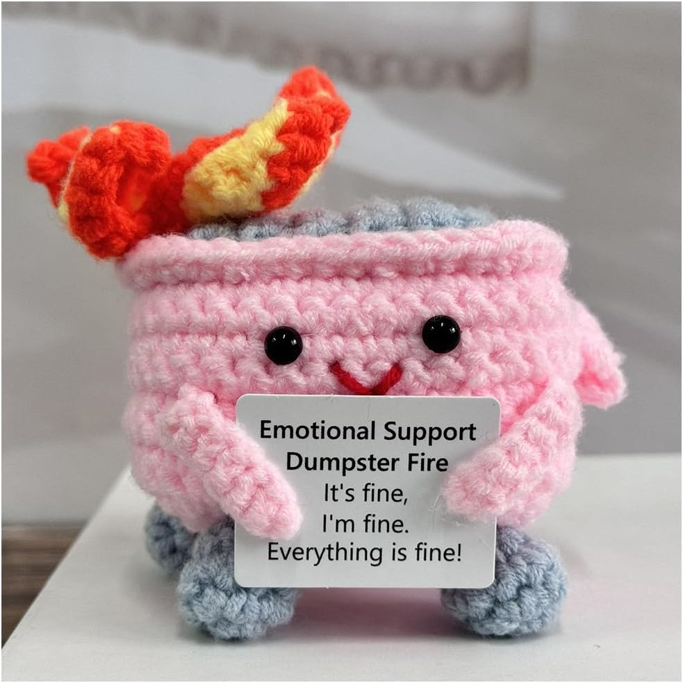 New Positive Energy Potato Hug Pocket Mini Handmade Plush Wool Knitting Doll with Card Funny Christams Gift Home Room Decoration
