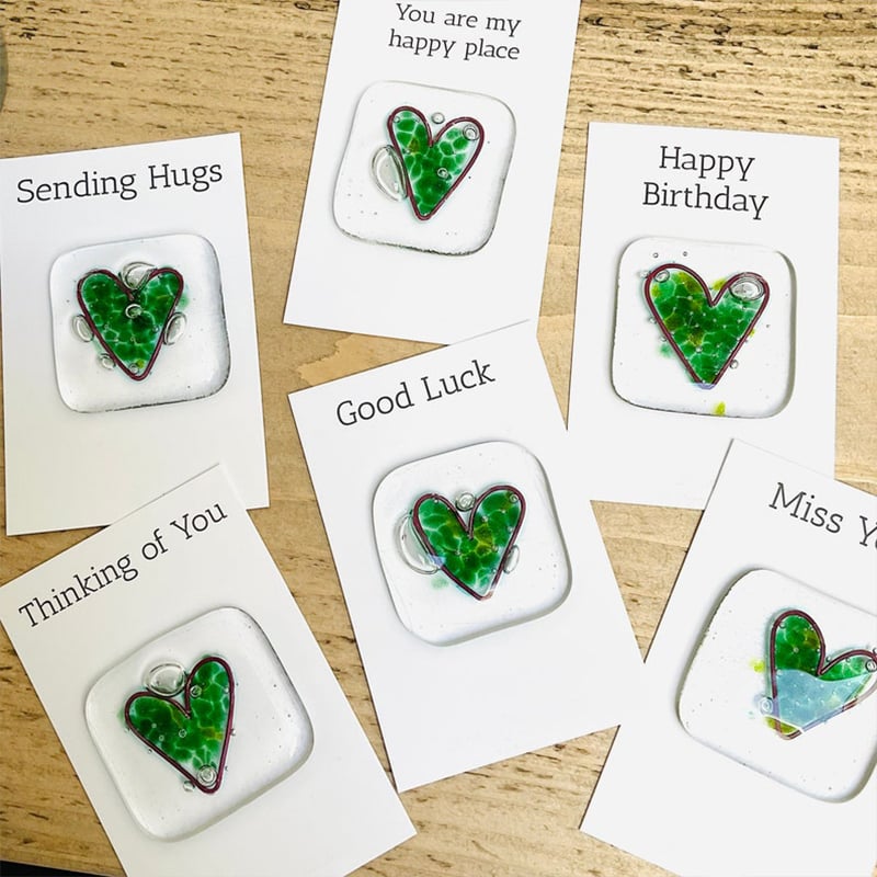 💝Fused Glass Heart Pocket Token