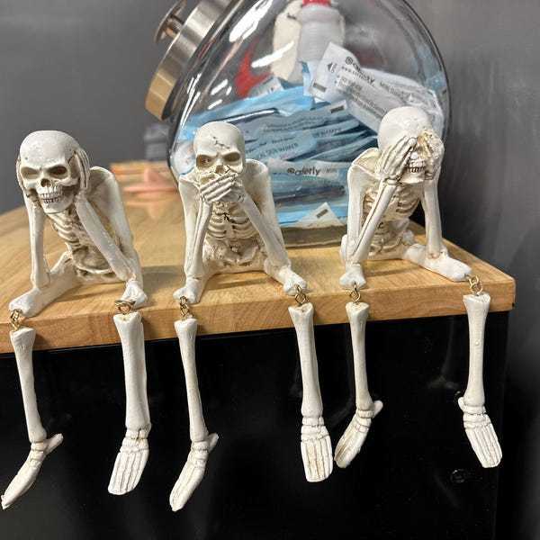 💀Sitting Skeleton Statue Skull Ornament