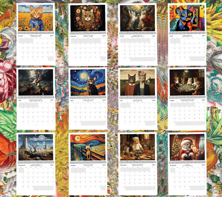 🐱Iconic Cat Art 2025 Calendar - Masterpieces Reimagined