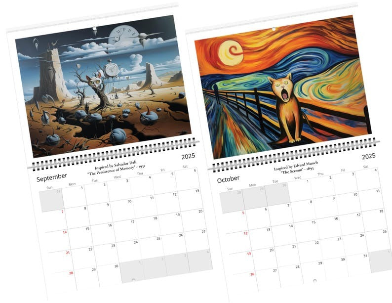 🐱Iconic Cat Art 2025 Calendar - Masterpieces Reimagined