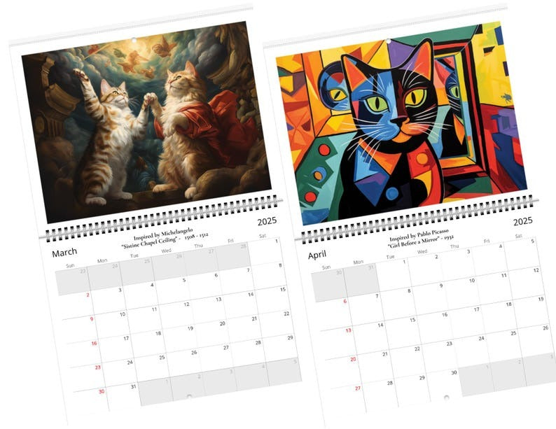 🐱Iconic Cat Art 2025 Calendar - Masterpieces Reimagined