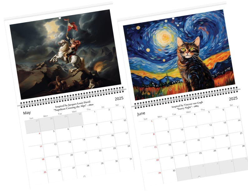 🐱Iconic Cat Art 2025 Calendar - Masterpieces Reimagined
