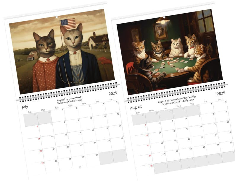 🐱Iconic Cat Art 2025 Calendar - Masterpieces Reimagined