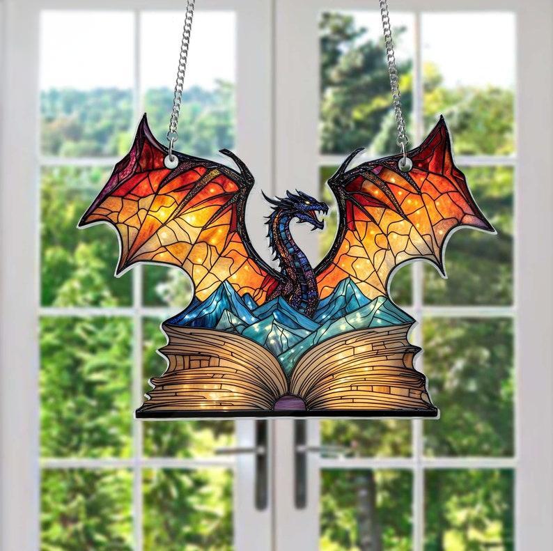 π2024 Christmas Gift 50% Off--Acrylic Book Dragon Suncatcher Ornament