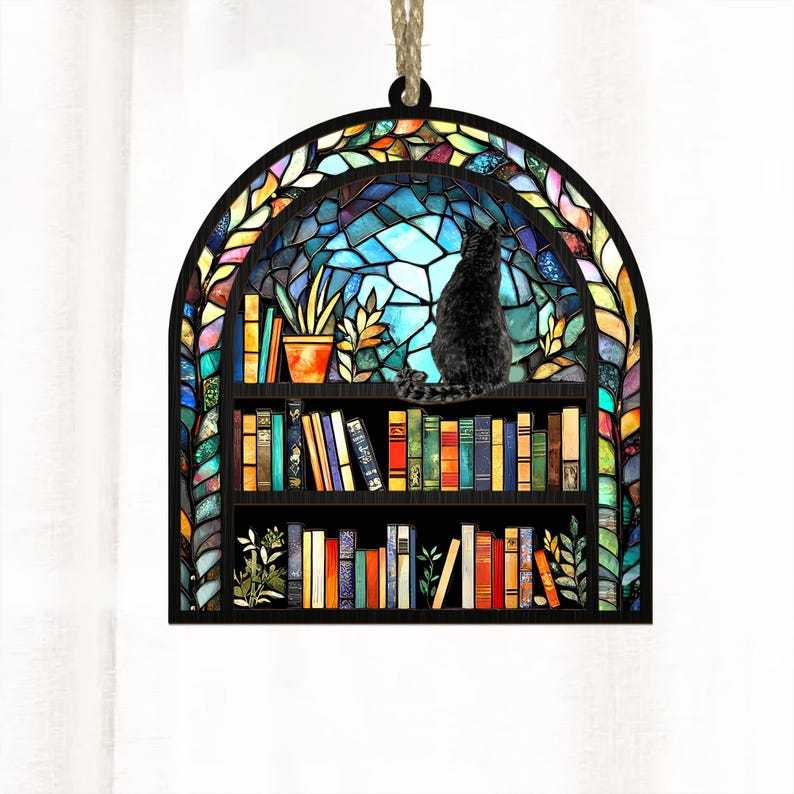 π2024 Christmas Gift 50% Off--Acrylic Cat Book Suncatcher Ornament