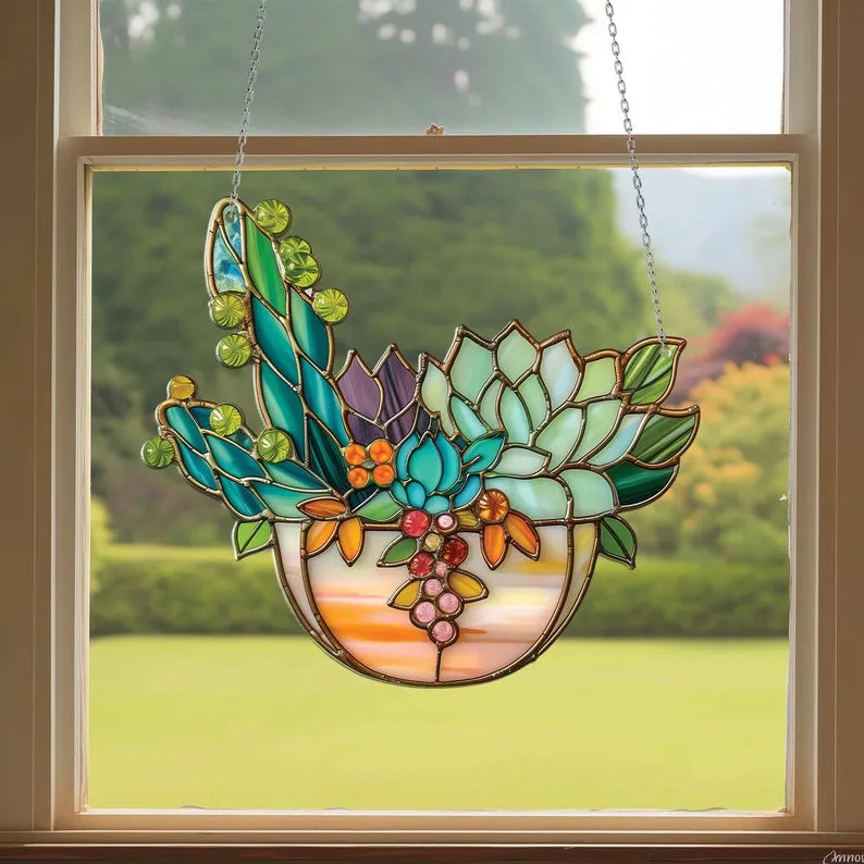 🌷Succulent Acrylic Window Hanging