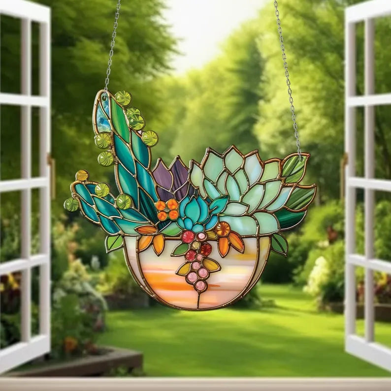 🌷Succulent Acrylic Window Hanging