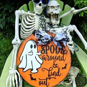 🔥Last Day 50% OFF-👻Spook Around and Find Out Halloween Doorhanger