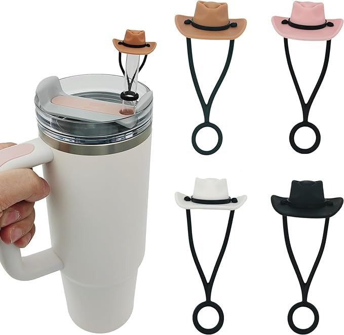 🤠4 Pack Silicone Cowboy Hat Straw Covers Cap