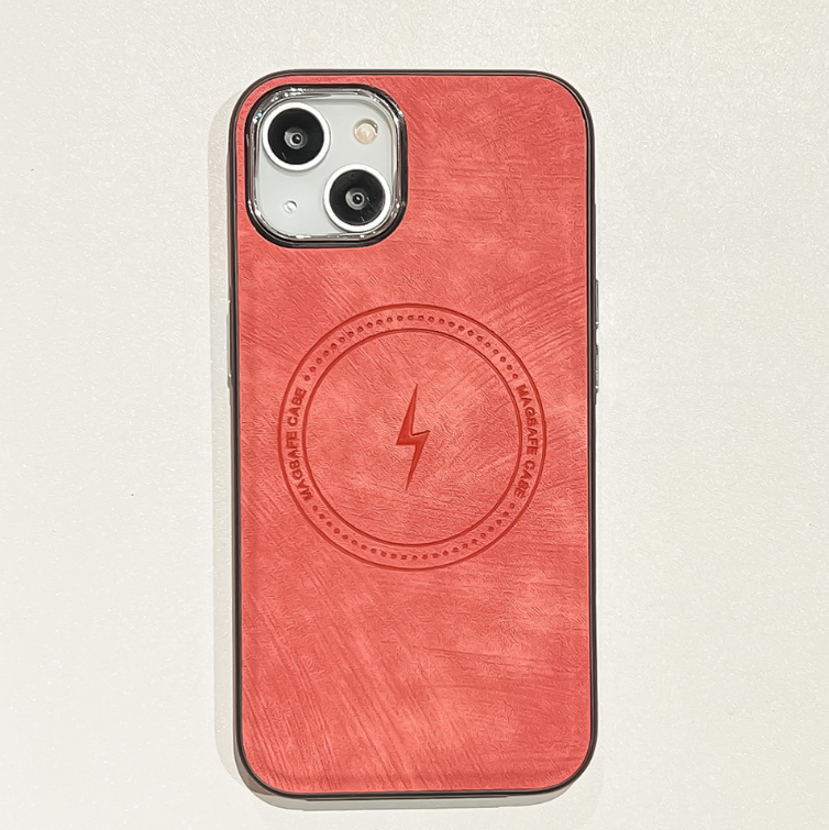 Electroplated Leather Phone Case - Magnetic Charging Compatible
