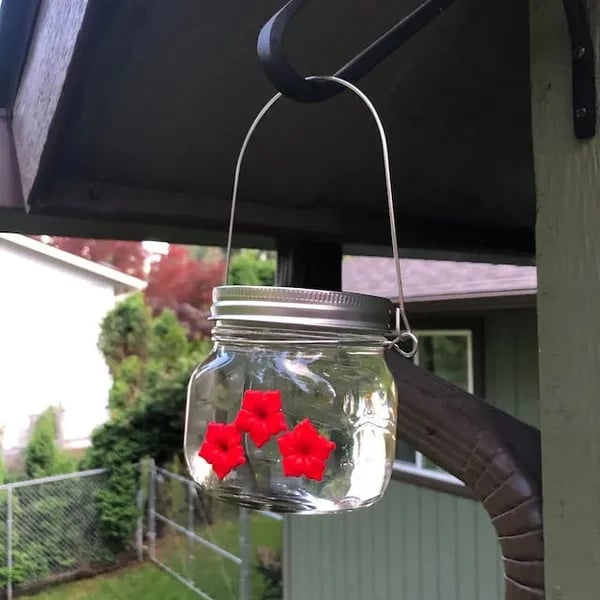 ๐Hot Sale ๐ Beautiful Mason Jar Hummingbird Feeder W/ Three Ports