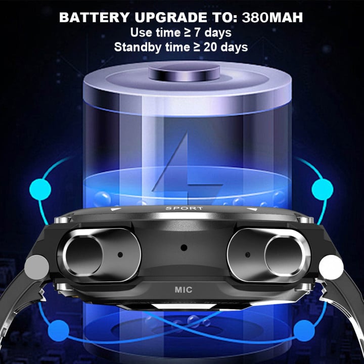 T92pro Smart Watch with Wireless Headphones Activity Bracelet 2 in 1 Headphones BT MP3 Music