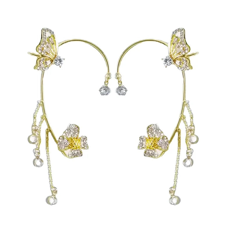 🔥🎁2024-Hot Sale🎁Butterfly Flower Tassel Shiny Zircon Earrings