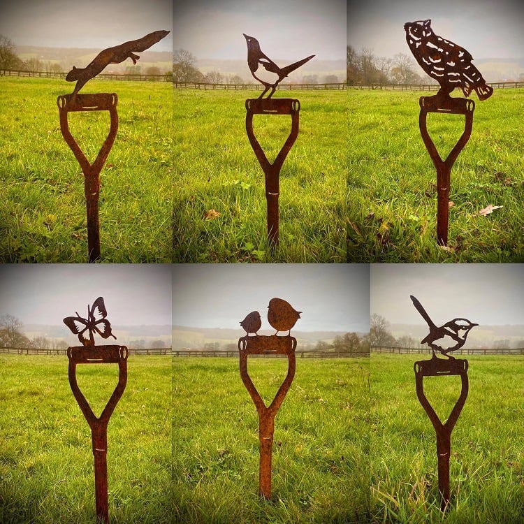Fork Shovel Spade Animal Art Metal Garden Stake