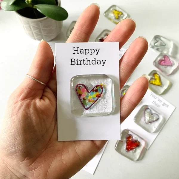 💝Fused Glass Heart Pocket Token